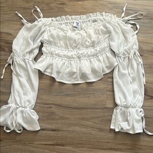 Princess Polly White Ruffled Off-Shoulder Blouse